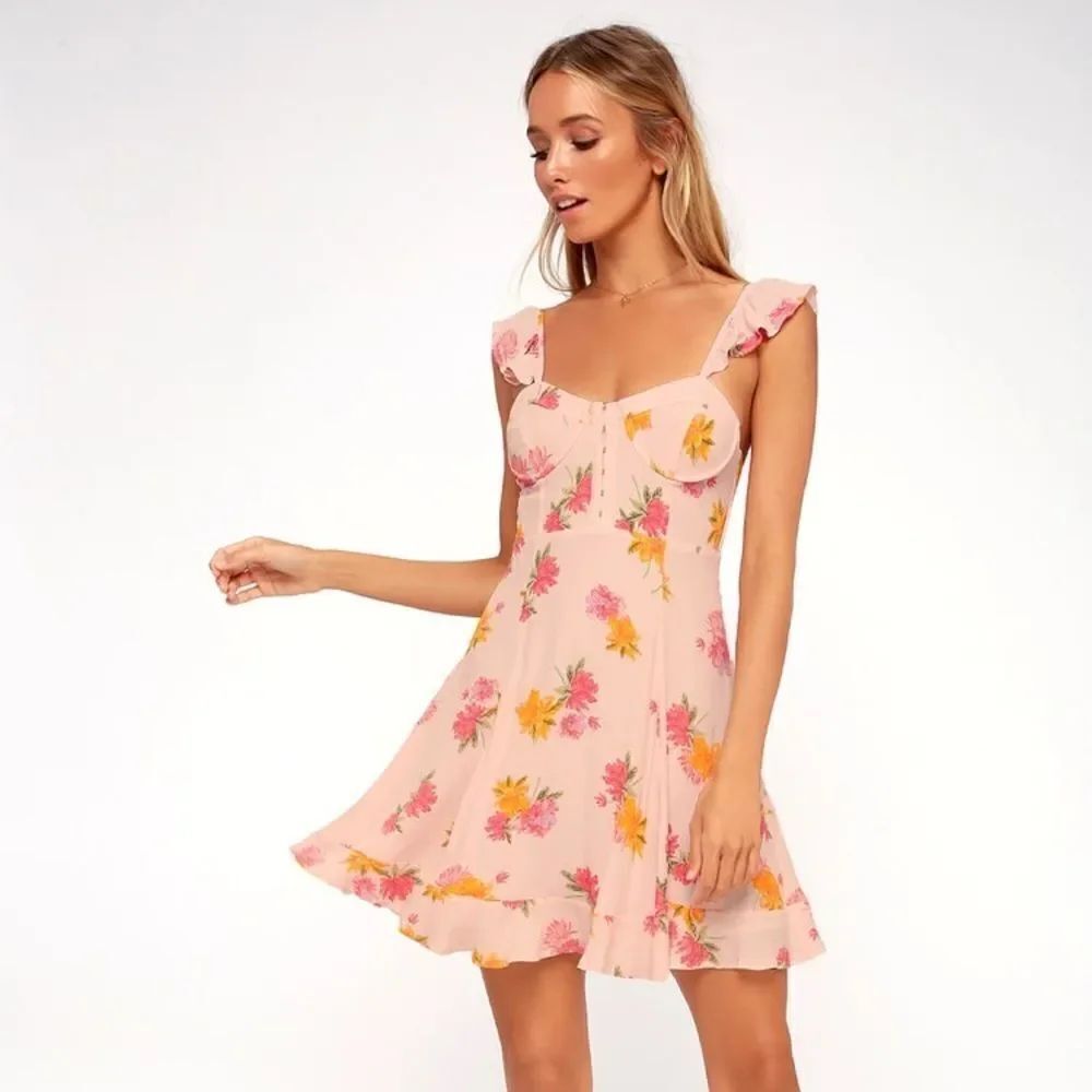 ✨ Brianne Pink Floral Print Bustier Mini Dress✨